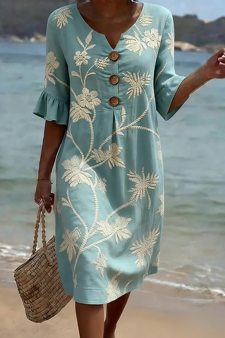 MILA - Elegante Gebloemde Midi Jurk