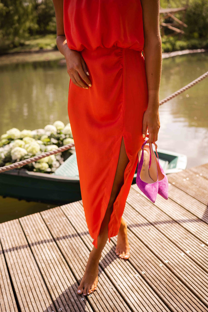 SOPHIE - Elegante Midi Jurk met Zijsplit