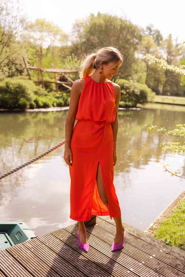 SOPHIE - Elegante Midi Jurk met Zijsplit