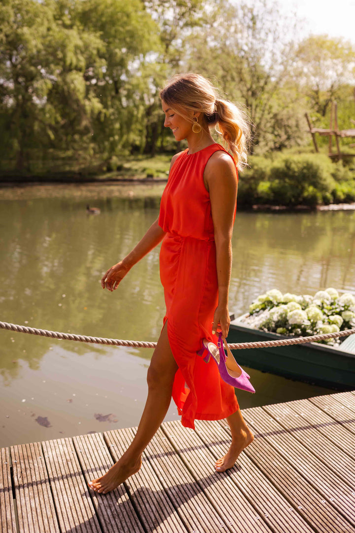 SOPHIE - Elegante Midi Jurk met Zijsplit